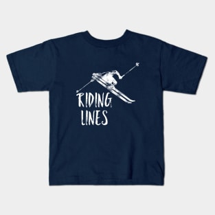 Riding Lines, Skiers, snow sweatshirts, alpine chalet, adventure, awesome t-shirt Kids T-Shirt